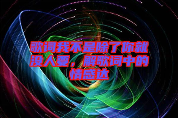 歌詞我不是除了你就沒人要，解歌詞中的情感達(dá)