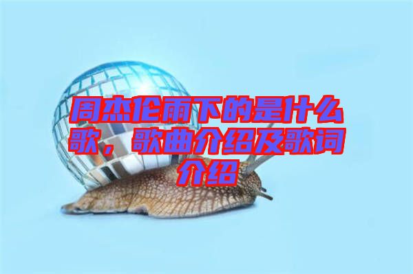 周杰倫雨下的是什么歌，歌曲介紹及歌詞介紹