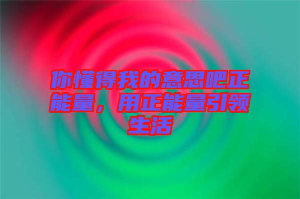 你懂得我的意思吧正能量，用正能量引領(lǐng)生活
