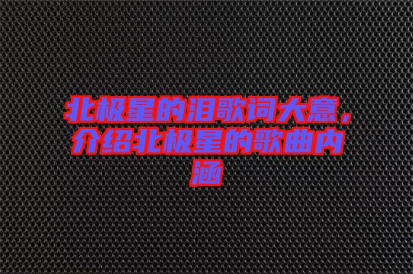 北極星的淚歌詞大意，介紹北極星的歌曲內(nèi)涵