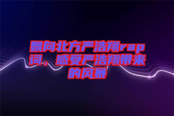 飄向北方嚴(yán)浩翔rap詞，感受嚴(yán)浩翔帶來的風(fēng)暴