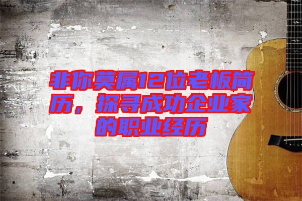 非你莫屬12位老板簡歷，探尋成功企業(yè)家的職業(yè)經(jīng)歷