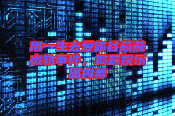用一生去愛你谷燕燕出軌事件，揭露娛樂圈內幕