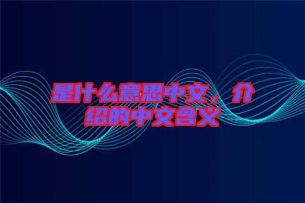 是什么意思中文，介紹的中文含義