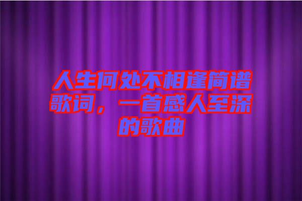 人生何處不相逢簡(jiǎn)譜歌詞，一首感人至深的歌曲