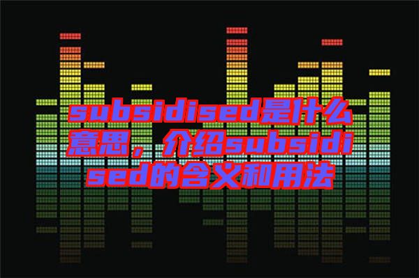 subsidised是什么意思，介紹subsidised的含義和用法