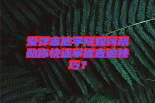 愛彈吉他學(xué)院如何幫助你快速掌握吉他技巧？