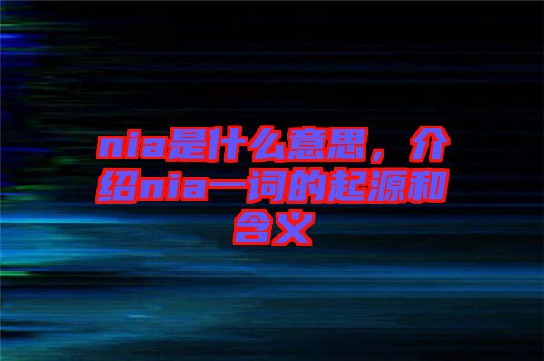nia是什么意思，介紹nia一詞的起源和含義