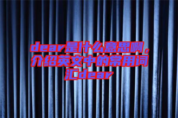 dear是什么意思啊，介紹英文中的常用詞匯dear