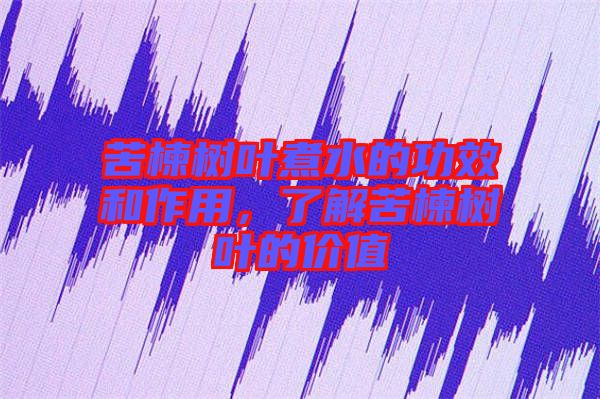 苦楝樹葉煮水的功效和作用，了解苦楝樹葉的價值
