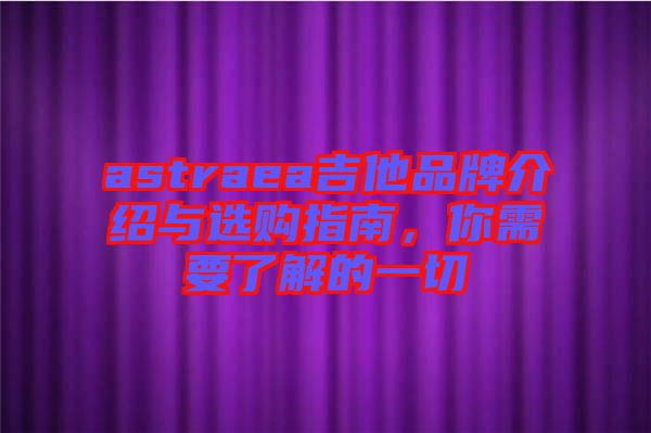 astraea吉他品牌介紹與選購指南，你需要了解的一切