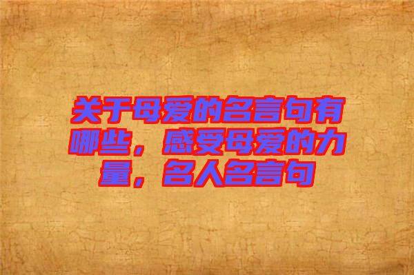 關(guān)于母愛(ài)的名言句有哪些，感受母愛(ài)的力量，名人名言句