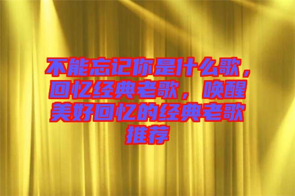 不能忘記你是什么歌，回憶經(jīng)典老歌，喚醒美好回憶的經(jīng)典老歌推薦