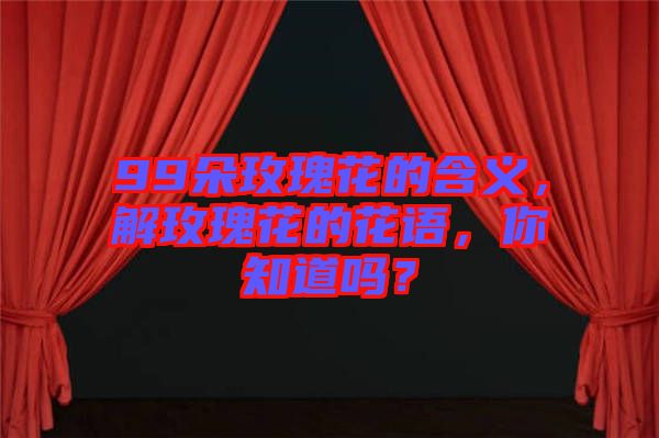 99朵玫瑰花的含義，解玫瑰花的花語，你知道嗎？