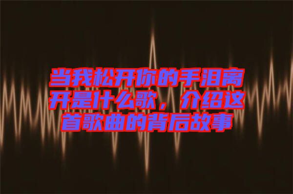 當我松開你的手淚離開是什么歌，介紹這首歌曲的背后故事