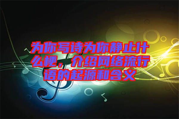 為你寫詩為你靜止什么梗，介紹網(wǎng)絡(luò)流行語的起源和含義