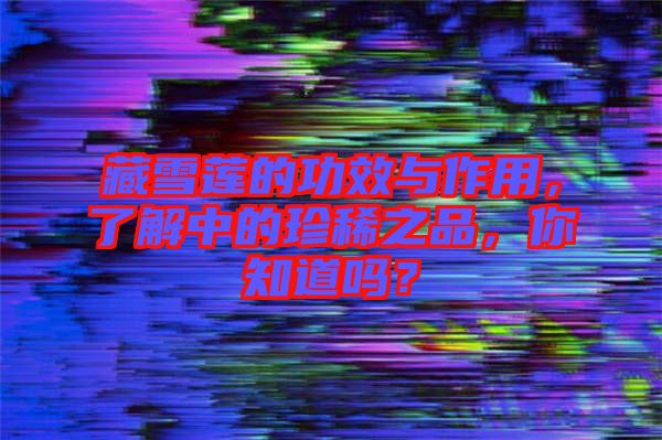 藏雪蓮的功效與作用，了解中的珍稀之品，你知道嗎？