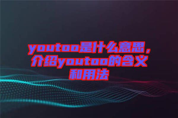 youtoo是什么意思，介紹youtoo的含義和用法