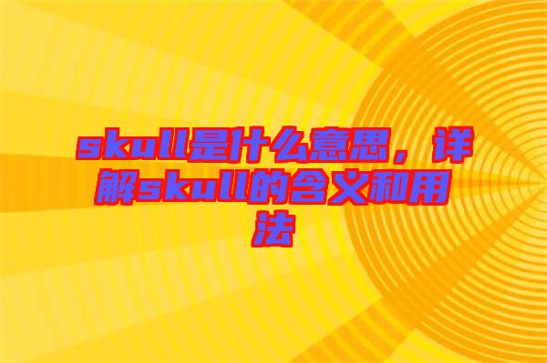skull是什么意思，詳解skull的含義和用法