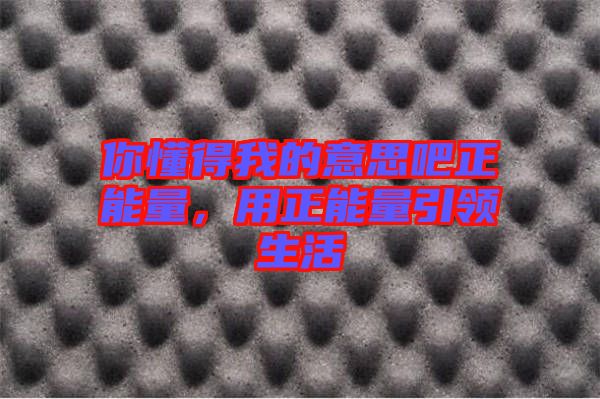 你懂得我的意思吧正能量，用正能量引領(lǐng)生活