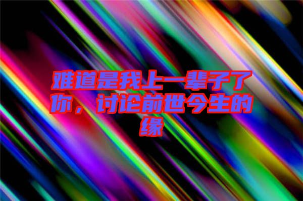 難道是我上一輩子了你，討論前世今生的緣
