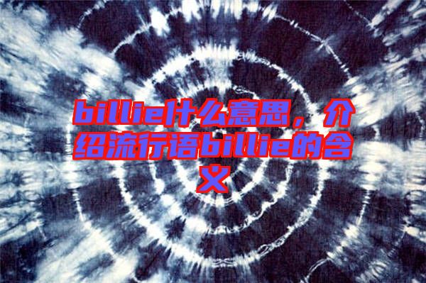 billie什么意思，介紹流行語billie的含義
