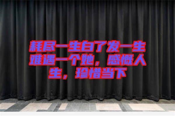 耗盡一生白了發(fā)一生難遇一個她，感慨人生，珍惜當下