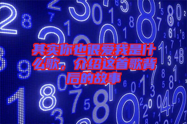 其實(shí)你也很愛我是什么歌，介紹這首歌背后的故事