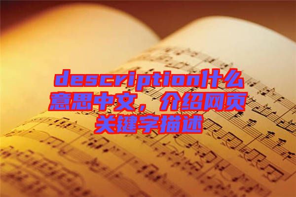 description什么意思中文，介紹網(wǎng)頁(yè)關(guān)鍵字描述