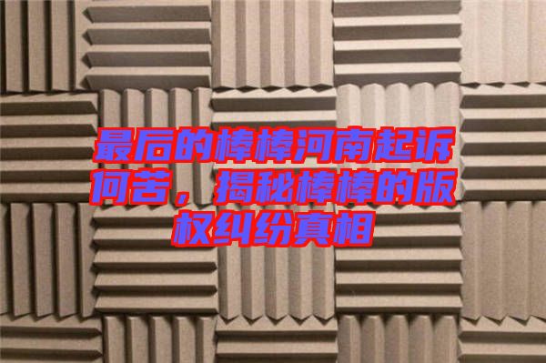 最后的棒棒河南起訴何苦，揭秘棒棒的版權(quán)糾紛真相