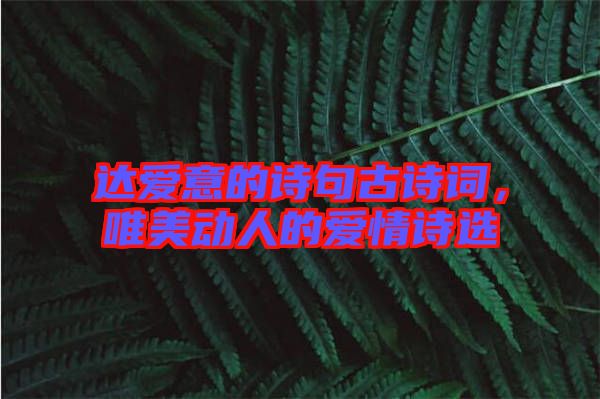 達(dá)愛意的詩句古詩詞，唯美動(dòng)人的愛情詩選