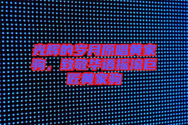 光輝的歲月原唱黃家駒，致敬華語搖滾巨匠黃家駒