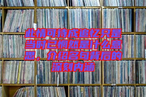 此情可待成追憶只是當(dāng)時(shí)已惘然是什么意思，介紹名句背后的深刻內(nèi)涵