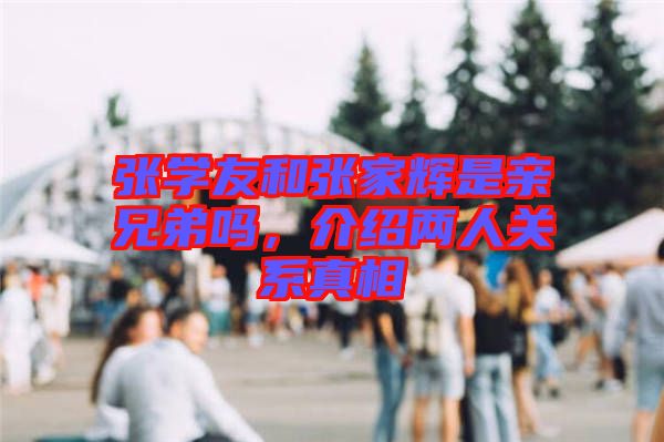 張學友和張家輝是親兄弟嗎，介紹兩人關系真相