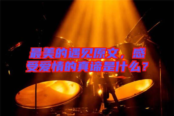 最美的遇見原文，感受愛情的真諦是什么？