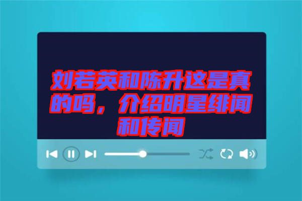 劉若英和陳升這是真的嗎，介紹明星緋聞和傳聞