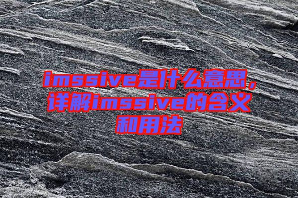 imssive是什么意思，詳解imssive的含義和用法