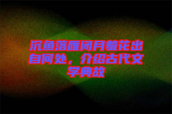 沉魚(yú)落雁閉月羞花出自何處，介紹古代文學(xué)典故