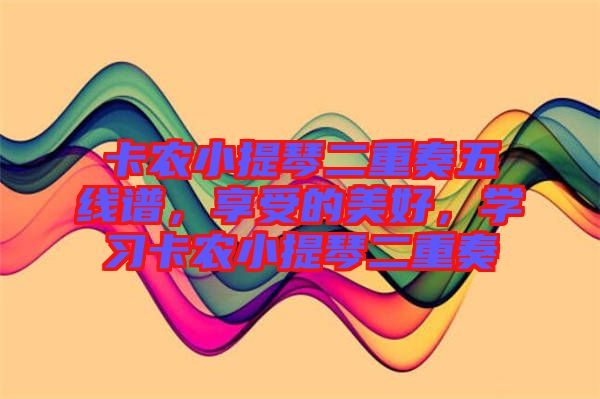 卡農(nóng)小提琴二重奏五線譜，享受的美好，學(xué)習(xí)卡農(nóng)小提琴二重奏