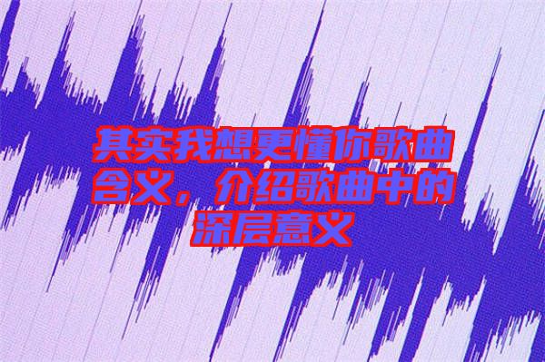 其實我想更懂你歌曲含義，介紹歌曲中的深層意義