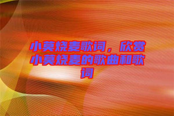 小莫燒麥歌詞，欣賞小莫燒麥的歌曲和歌詞