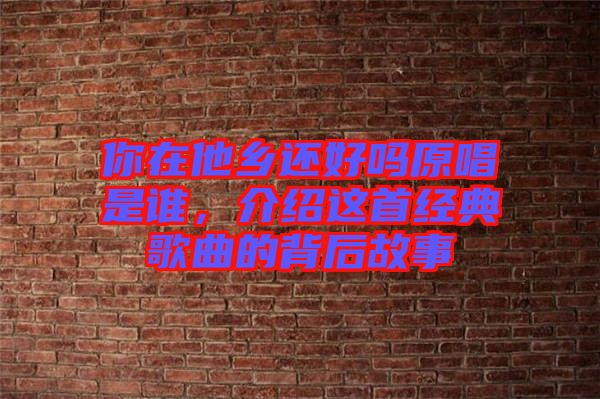 你在他鄉(xiāng)還好嗎原唱是誰，介紹這首經(jīng)典歌曲的背后故事