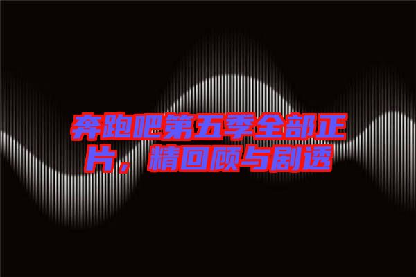 奔跑吧第五季全部正片，精回顧與劇透