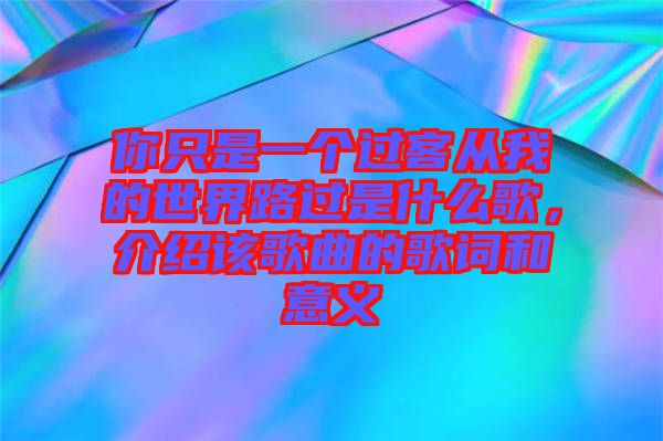 你只是一個過客從我的世界路過是什么歌，介紹該歌曲的歌詞和意義