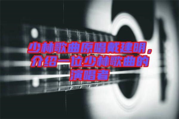 少林歌曲原唱戴建明，介紹一位少林歌曲的演唱者