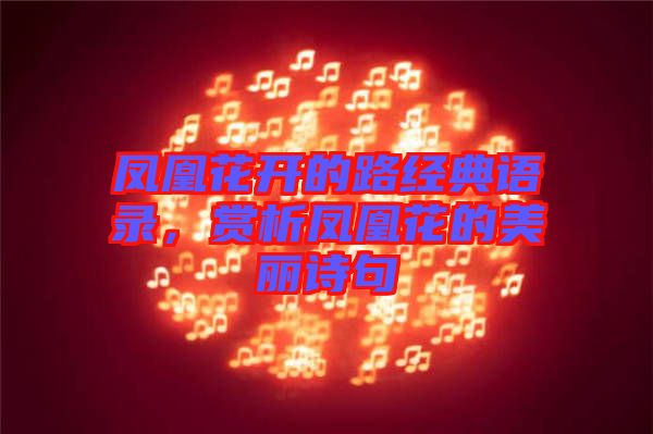 鳳凰花開的路經典語錄，賞析鳳凰花的美麗詩句