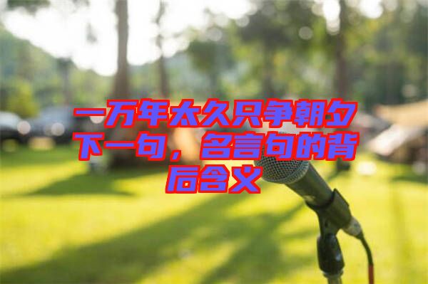 一萬年太久只爭朝夕下一句，名言句的背后含義