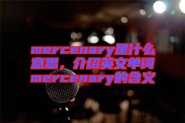 mercenary是什么意思，介紹英文單詞mercenary的含義