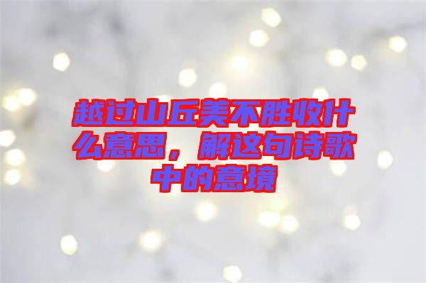 越過山丘美不勝收什么意思，解這句詩歌中的意境