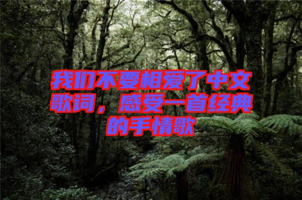 我們不要相愛了中文歌詞，感受一首經(jīng)典的手情歌